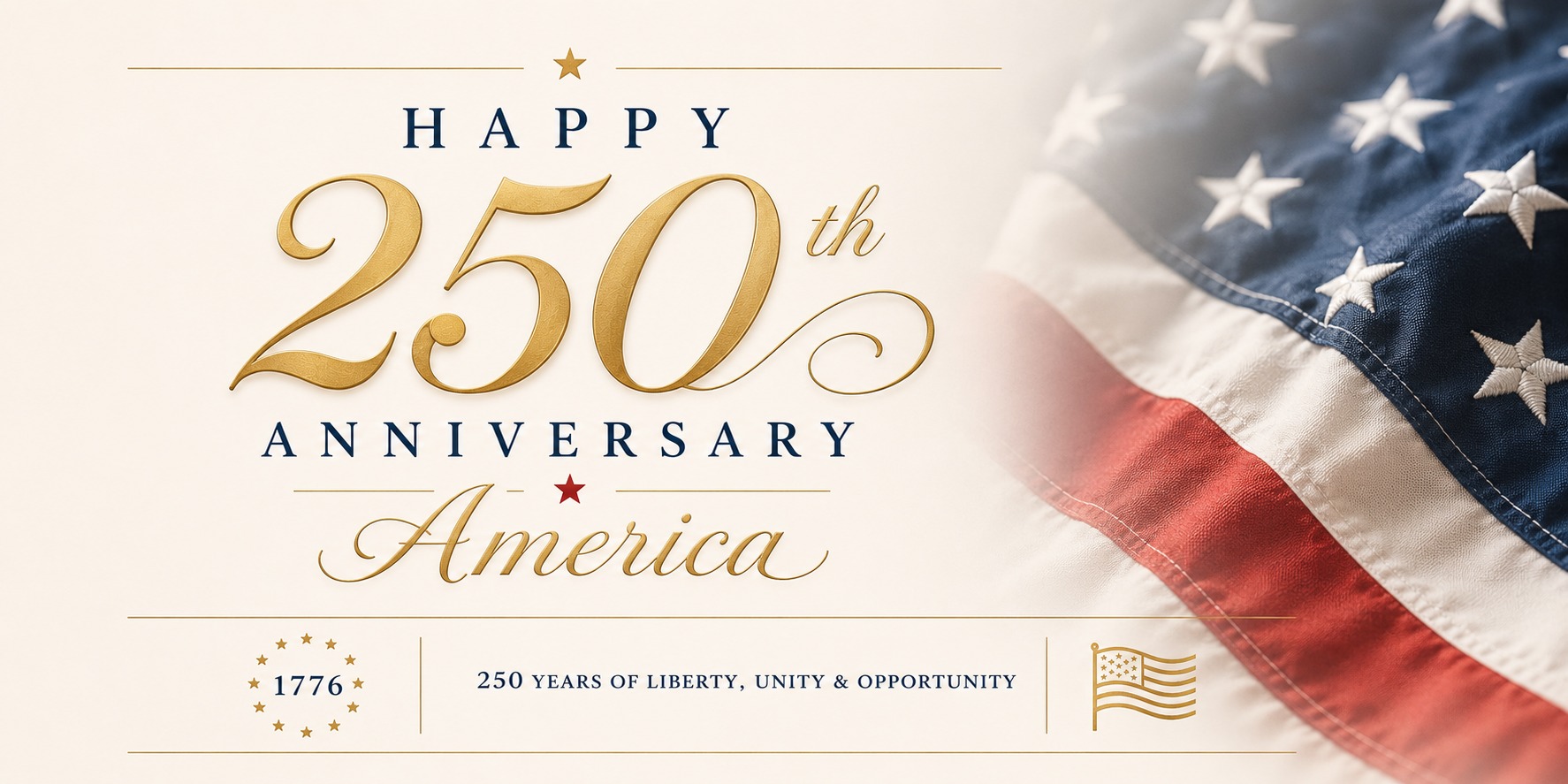 Happy 250th anniversary America commemorative banner