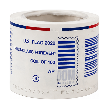 Sealed coil roll of 100 U.S. Forever stamps